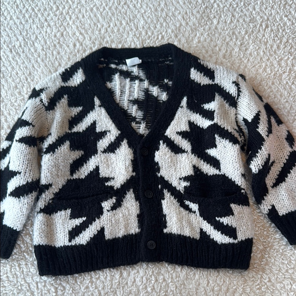 Black and White Knit Cardigan